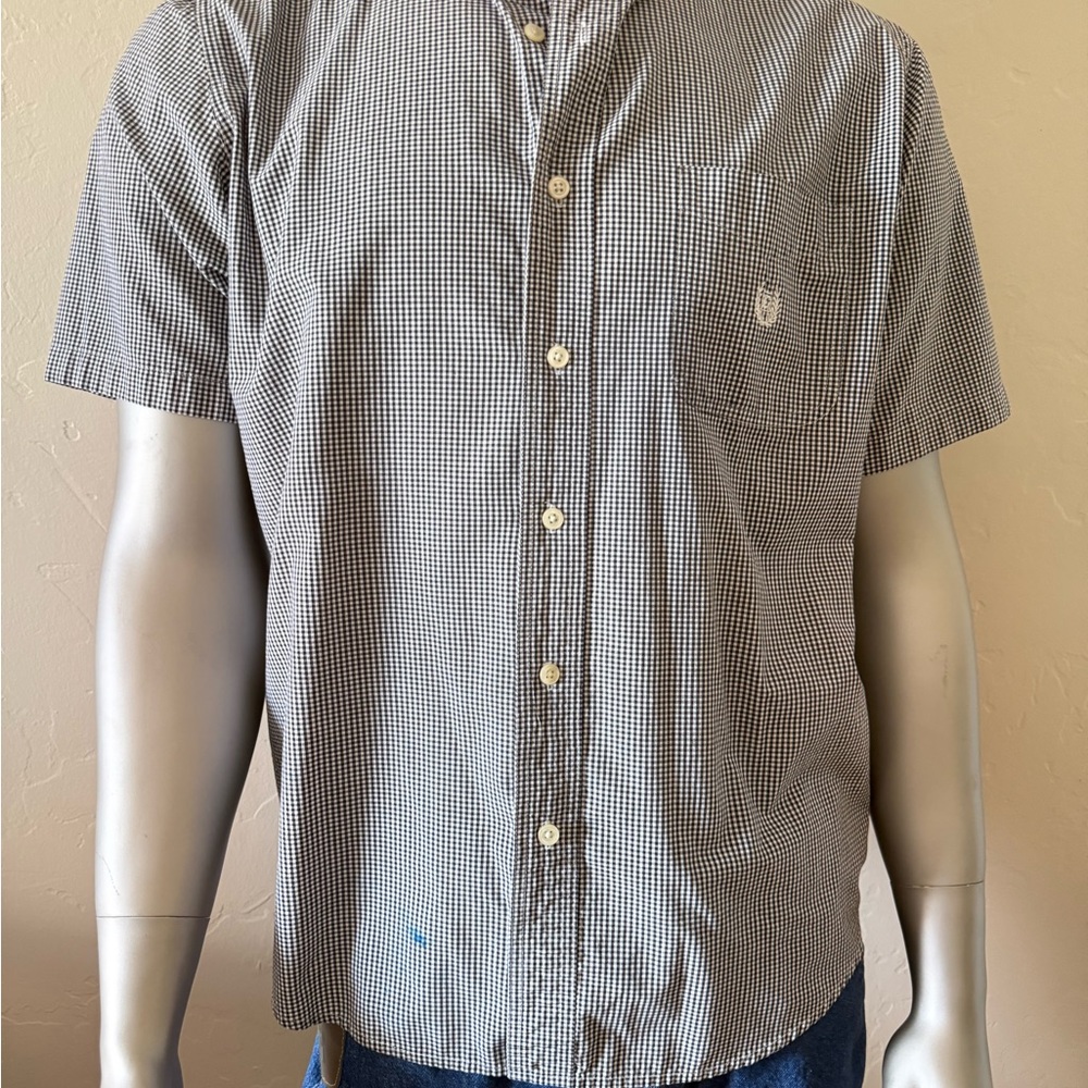 Chaps Checked Men’s‎ Button Down Short Sleeve Shirt w/lived in Ink Stains